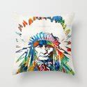 Native American Art Chief By Sharon Cummings Throw Pillow By