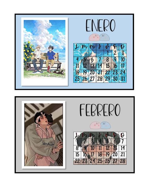 Plantilla Calendario Con Fotos Aesthetic Anime Imagesee