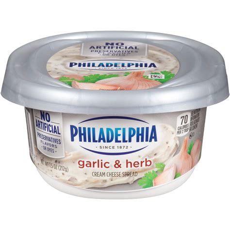 Philadelphia Garlic And Herb Cream Cheese Spread 75 Oz Tub Cream