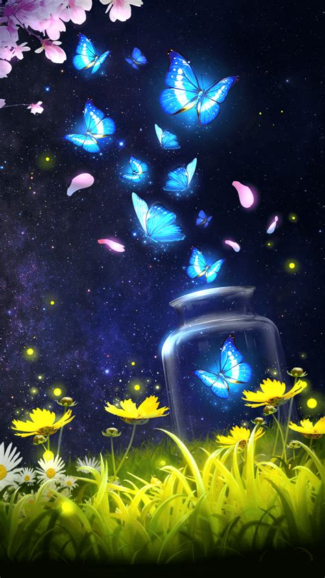 Android Live Wallpaperbackgroundshiny Blue Butterfly