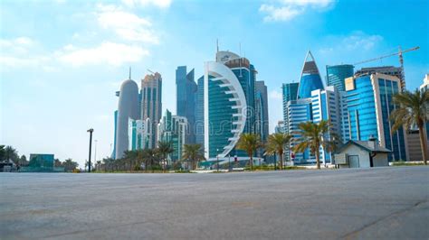 Beautiful Doha City With Many Landmark Towers View From The Corniche