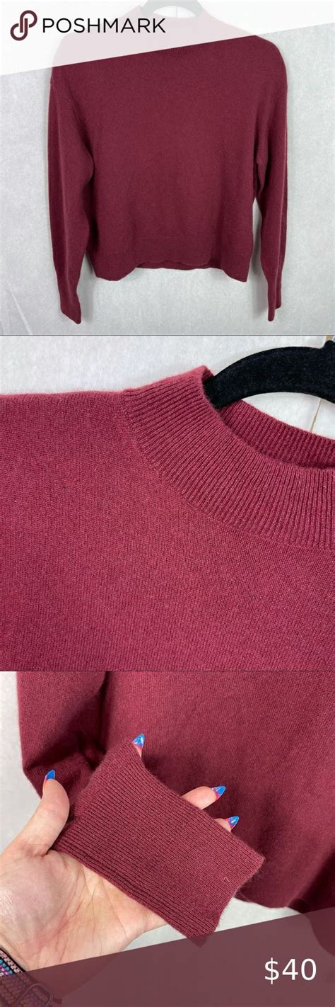 Everlane Burgundy Cashmere Mock Neck Sweater Small Mock Neck Sweater
