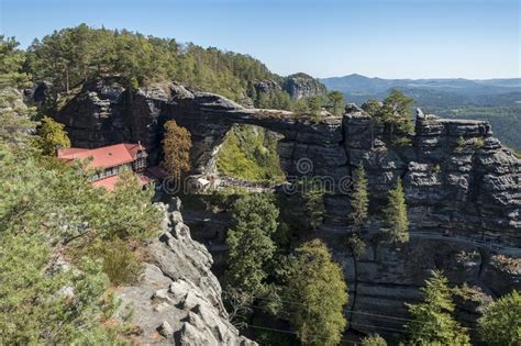 Pravcicka Brana Auf Tschechisch Die Schweiz Stockbild Bild Von Felsen