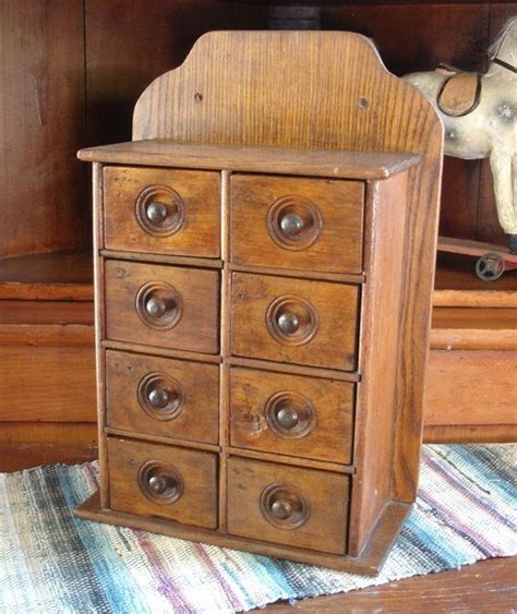 Primitive Antique 8 Drawer Oak Spice Cabinet Box Rl1000 Removed