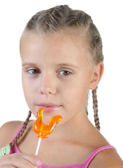 Smiling Girl With Candy Stock Photo Image Of Isolated 15551248