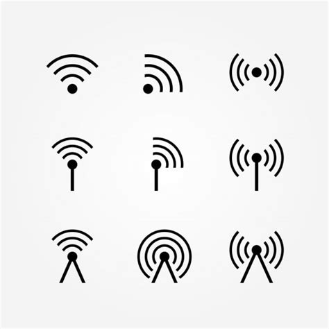 Wireless Communication Network Icons Set Stock Vector Image By