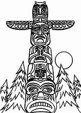 Totem Coloring Poles Pole Drawing Eagle Native American Clipart Monumental Outline Cartoon Tattoo Cliparts Template Sheet Hawaiian Apache Indians Character sketch template