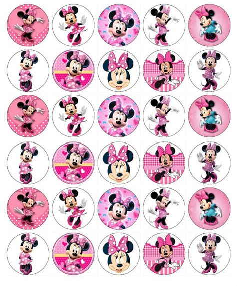 Mickey mouse and minnie mouse cupcake rings. 30 x Minnie Mouse Disney Cupcake Toppers Edible Wafer ...