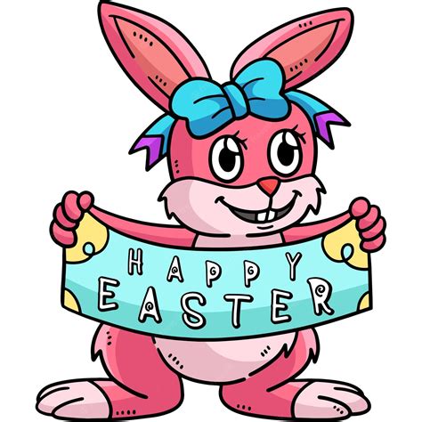 Premium Vector Happy Easter Bunny Cartoon Colored Clipart