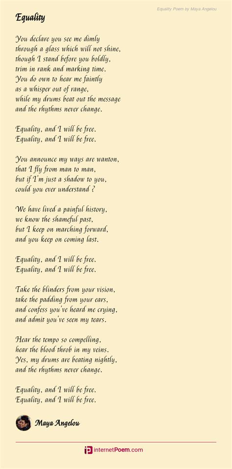Equality Poem By Maya Angelou