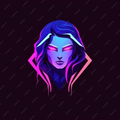 Premium Ai Image Synthwave Cyberpunk Gamer Girl Logo Logotype