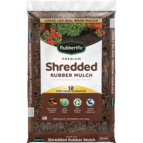 Rubberific Premium Shredded 08 Cu Ft Dark Brown Rubber Mulch Lowes