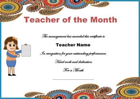 Teacher Of The Month Certificate Template In 2020 Regarding Fresh
