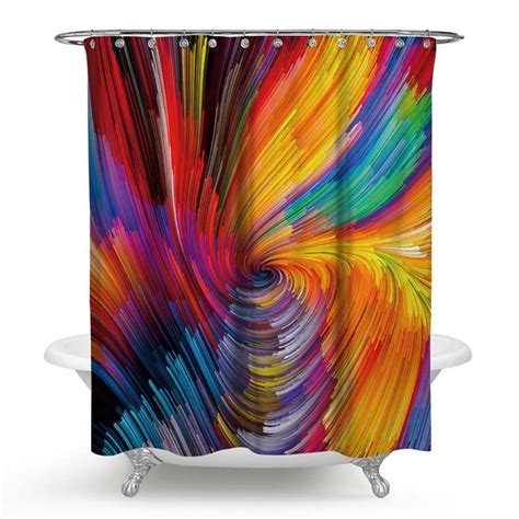 Waterproof Cool Shower Curtain Contrast Oil Painting Bath Curtain