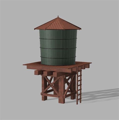 Wooden Water Tower With Train Attachment 3d Model 3d Printable Cgtrader