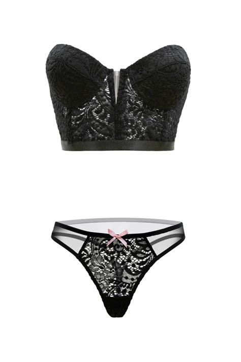 Fantasy Lingerie Premiere Midnight Garden Bustier Crop Top And Thong Panty