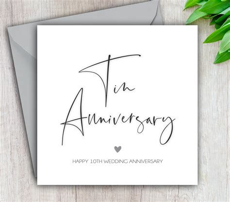 10th Anniversary Card Tin Wedding Anniversary Happy 10th Etsy Uk