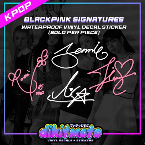 Dikitmoto Kpop Blackpink Signatures Vinyl Decal Waterproof Sticker
