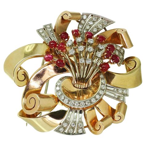 1930s Tiffany And Company Diamond Peridot Gold Pin Brooch At 1stdibs