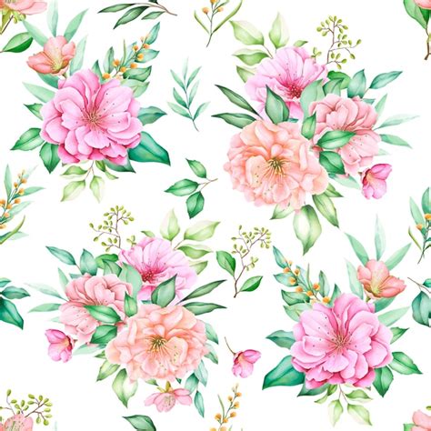 Premium Vector Beautiful Floral And Leaves Seamless Pattern