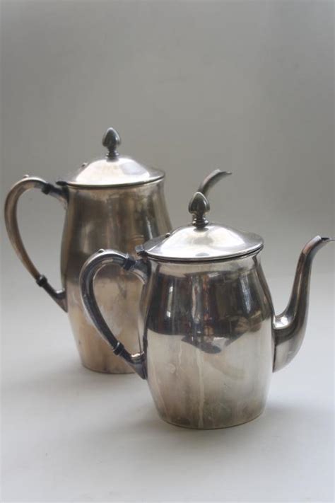Revere Style Poole Silver Tea And Coffee Pots Vintage Silverplate Tea