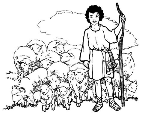 David The Shepherd Boy And His Sheeps Coloring Pages : Kids Play Color