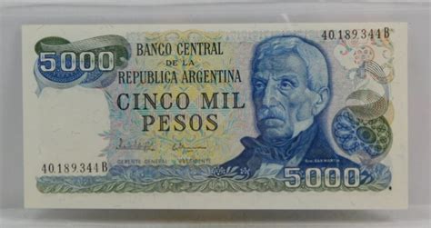 1977 1983 Argentina 5000 Pesos Crisp Uncirculated Bank Note