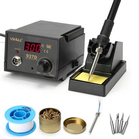 yihua 937d 220v 75w digital display soldering iron station 4 tip lead welding tool kit sale