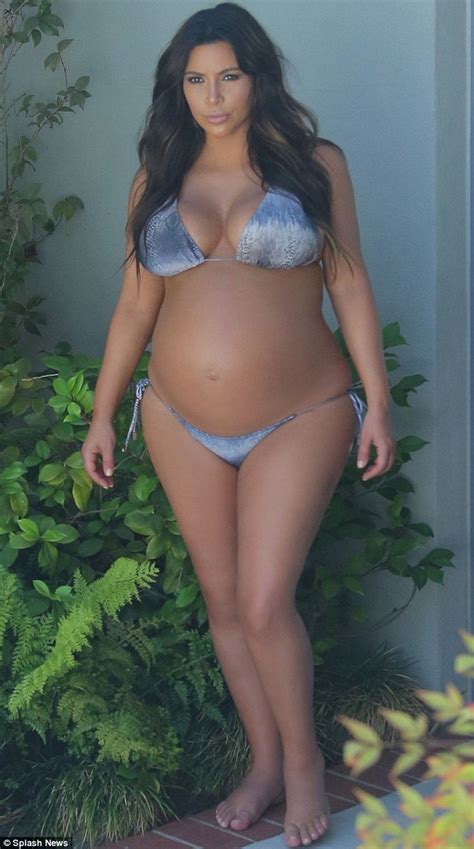 Looking Swell Kim Kardashian Shows Off Baby Bump In Bikini Just Days