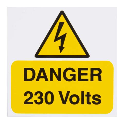 Industrial Signs 75mm X 75mm Danger 230 Volts Label Pack Of 5