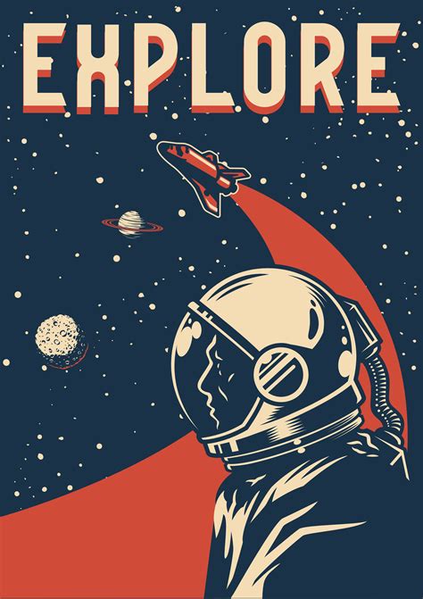 Explore Space Travel Poster Retro Space Posters Retro Poster