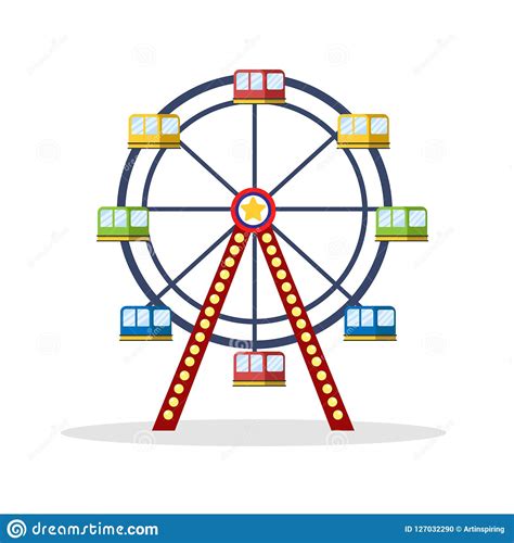 Cute Ferris Wheel In The Amusement Park Stock Vector Illustration Of