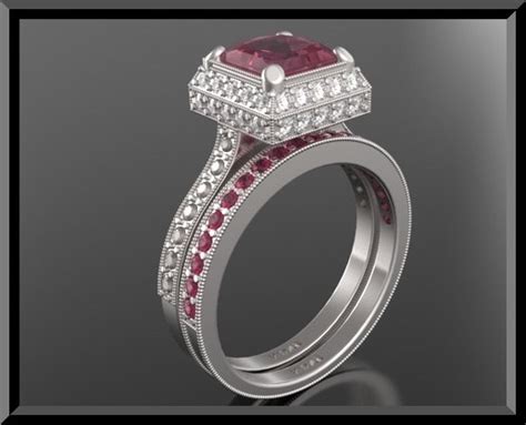Ruby Diamond Wedding Ring Set Vidar Jewelry Unique Custom