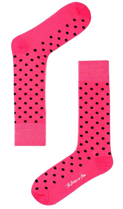 Hot Pink Dot Socks Mens Happy Socks Polka Dots Cotton Crew Sock Otaa