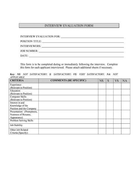 Interview Evaluation Form Download Complete With Ease Airslate Signnow