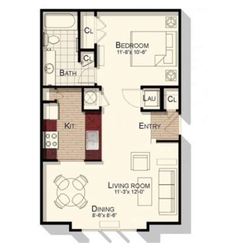 Southpoint Village - Studio | Small house blueprints ... In si units a square foot is 0.092 903 04 square meters.