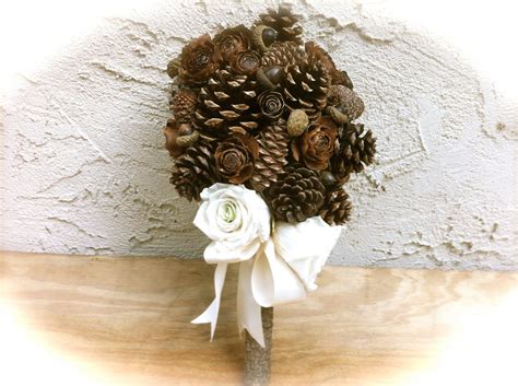 Consider the convenience and low. Rustic wedding bouquet pine cone forest winter country ...