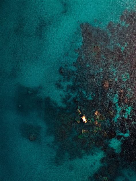 Ocean Aerial View Water Ripples Stones Hd Phone Wallpaper Peakpx