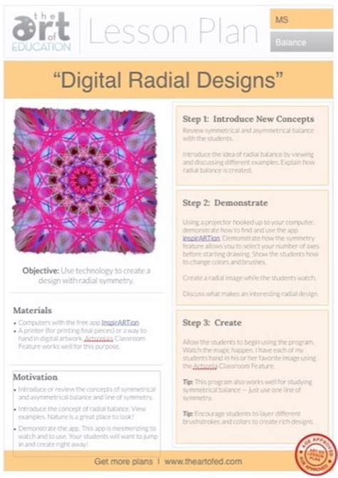 Digital Radial Designs Free Lesson Plan Download Art Ed Pinterest