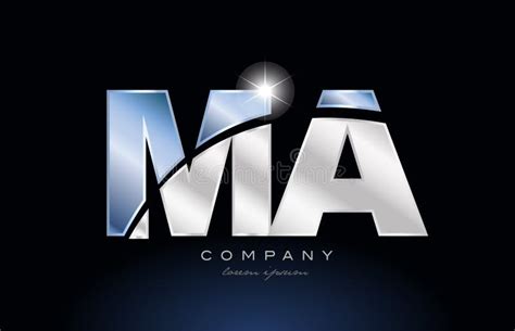 Metal Blue Alphabet Letter Ma M A Logo Company Icon Design Stock Vector