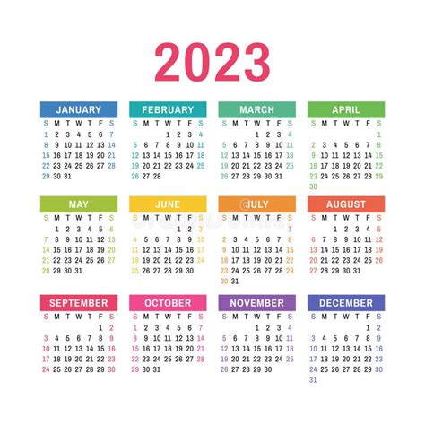 2023 Kids Calendar Template Stock Illustrations 422 2023 Kids