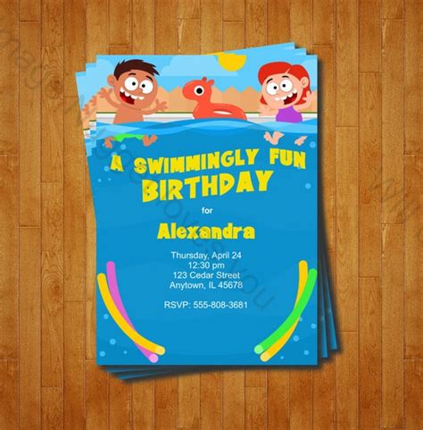 Swimming Party Invitation Printable Birthday Invite for a | Etsy