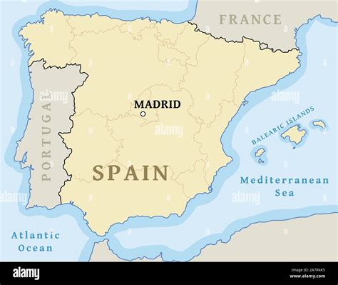 Madrid Map Location Find City On Map Of Spain Vector Illustration