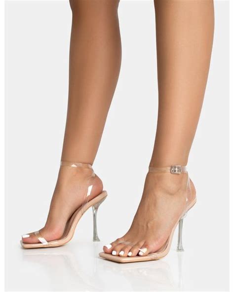 Public Desire Runway Nude Perspex Wrap Around Barely There Square Toe