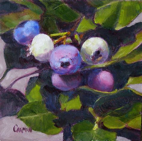 Carmen Beecher Blueberries Small Daily Painting Of Fruit Original Oil
