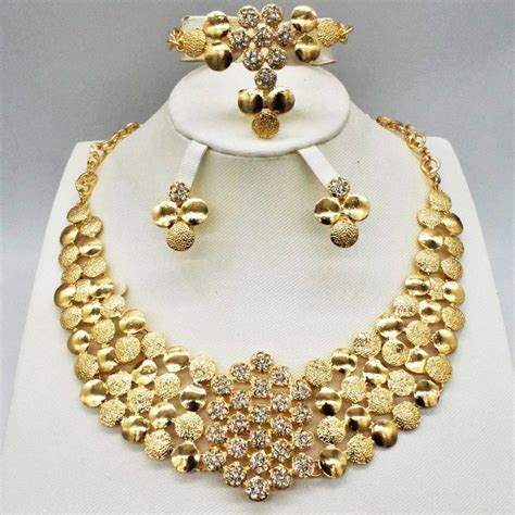 Gold Women Necklace Sets Earring For Women Dubai Jewelry Sets African Beads Jewelry Set Earrings