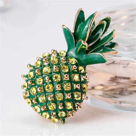 Rhinestone Pineapple Brooches For Women Enamel Fruits Party Etsy