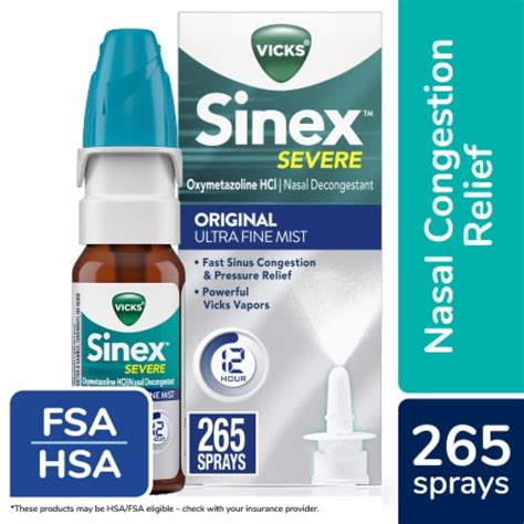 Vicks Sinex Severe Sinus Congestion Relief Ultra Fine Nasal Spray Oxymetazoline Hci 05 Fluid
