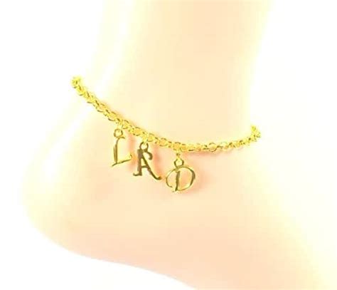 Gold Plated Initial Anklet Monogram Ankle Bracelet