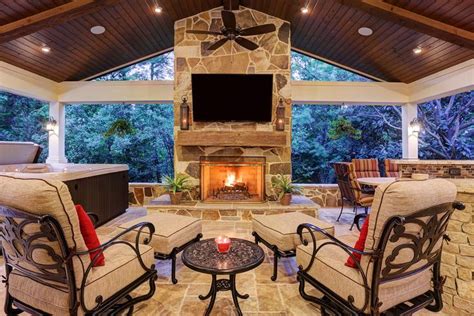 Outdoor Fireplace Patio Coveroutdoor Living Vaulted Ceiling Tongue